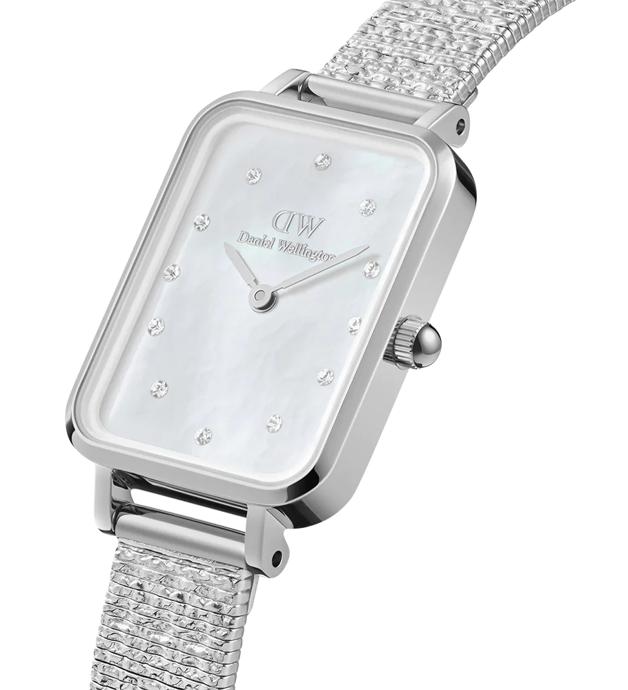 萬年鐘錶 - DW - Daniel Wellington   QUADRO PRESSED MELROSE系列 錶徑 : 20x26mm 方形珍珠貝米蘭錶帶女錶  DW00100580