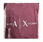[S] ARMANI EXCHANGE SIGNATURE LOGO CREW NECK T-SHIRT,MAROON, 7VZTBTZJ2MZ-04AA (SAX131)