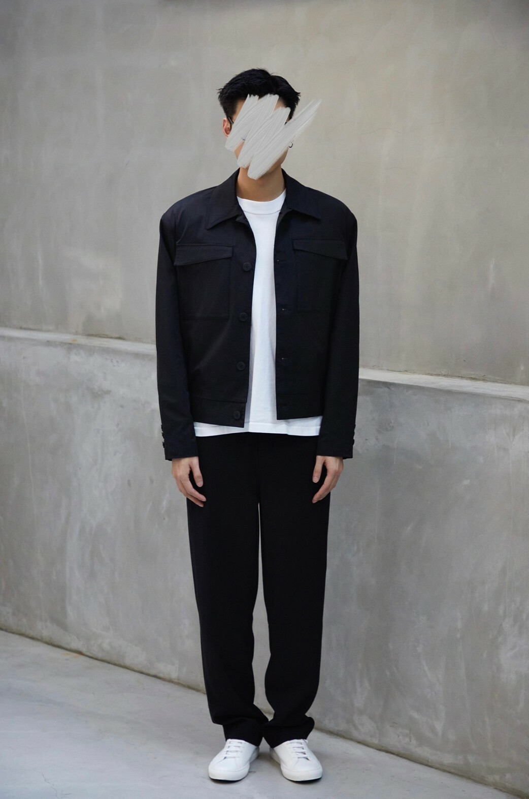 RE VER'S 層次穿搭 質感面料 黑短版夾克 外套
