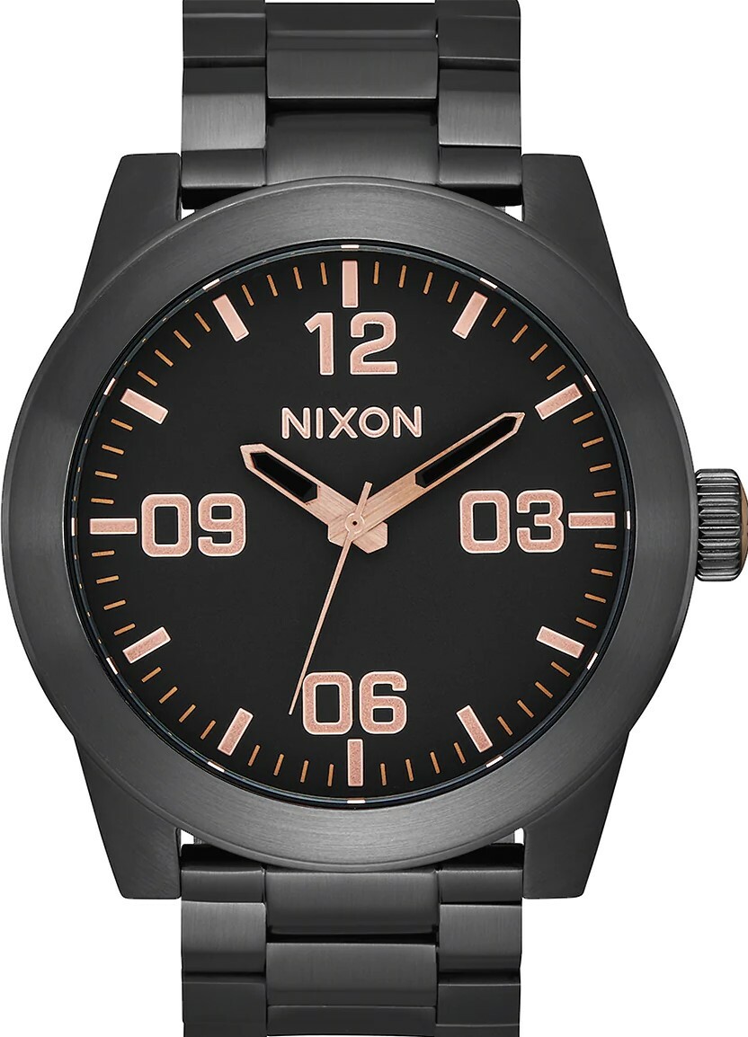 萬年鐘錶 - NIXON  尼克森 CORPORAL SS 全黑不鏽鋼休閒男錶 A346-957  錶徑48MM