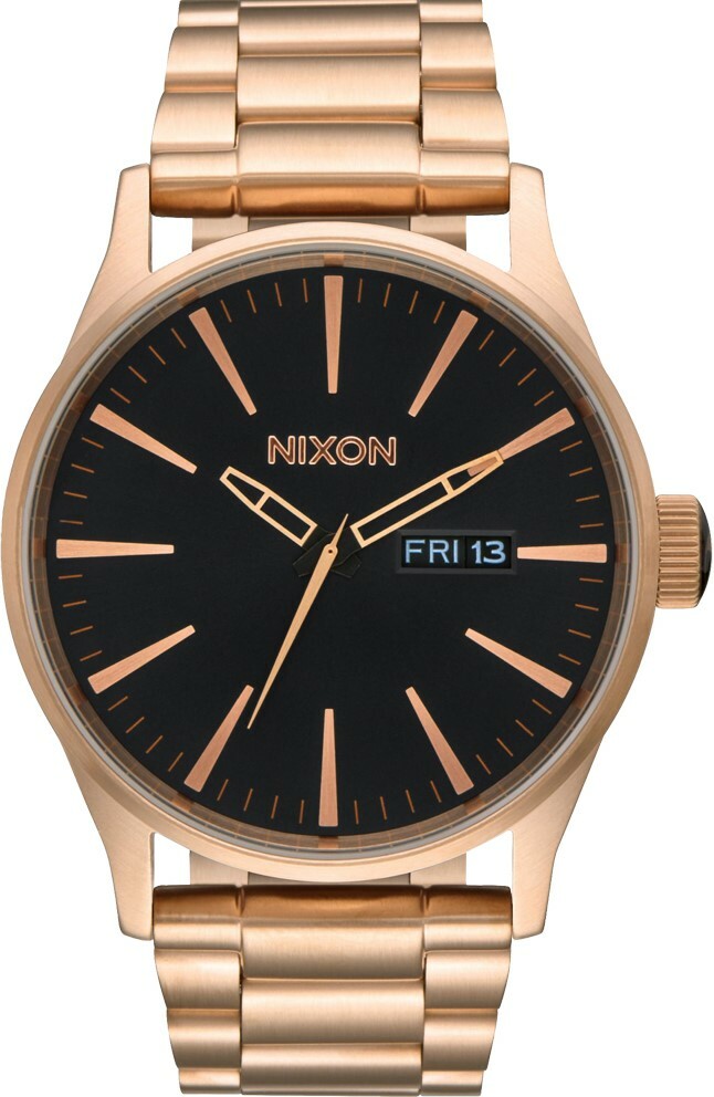 萬年鐘錶 - NIXON 尼克森  SENTRY SS  衝浪錶  玫瑰金黑面簡約不鏽鋼男錶  A356-1932 錶徑42MM