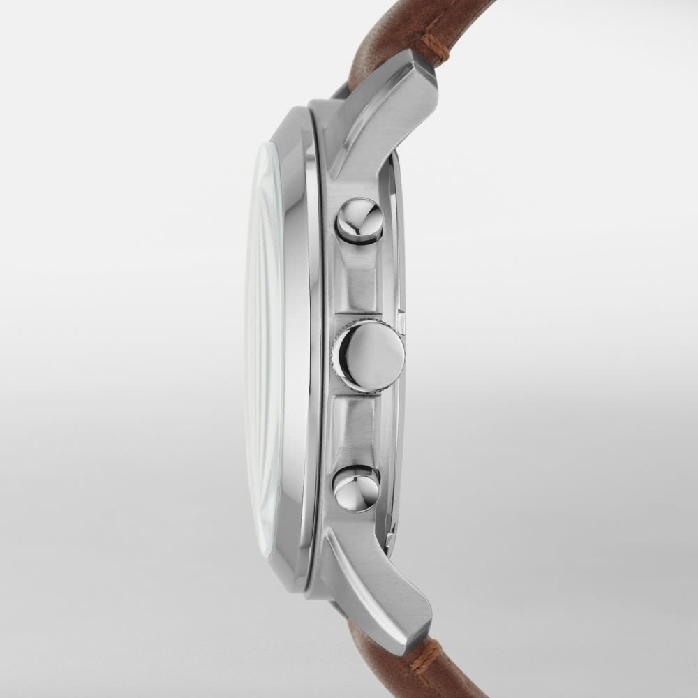 萬年鐘錶 - Fossil   時尚三眼計時皮革男錶 FS4813 錶徑44MM