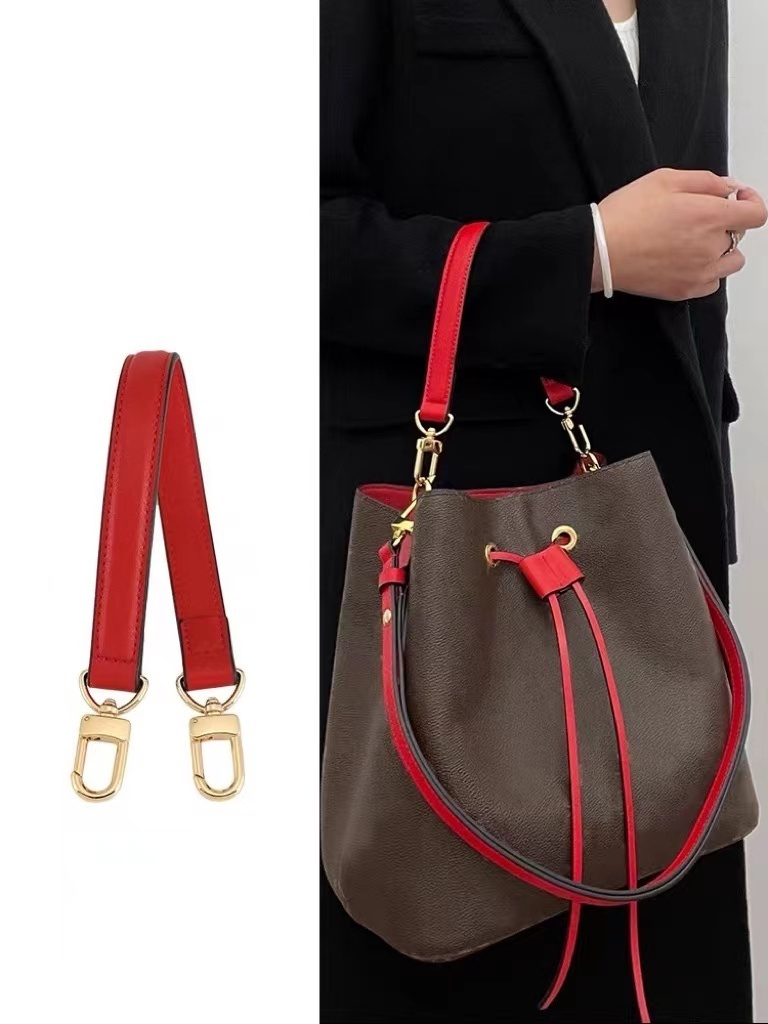 水桶包牛皮手提手拎短款肩帶手提包帶真皮棕色包帶配件