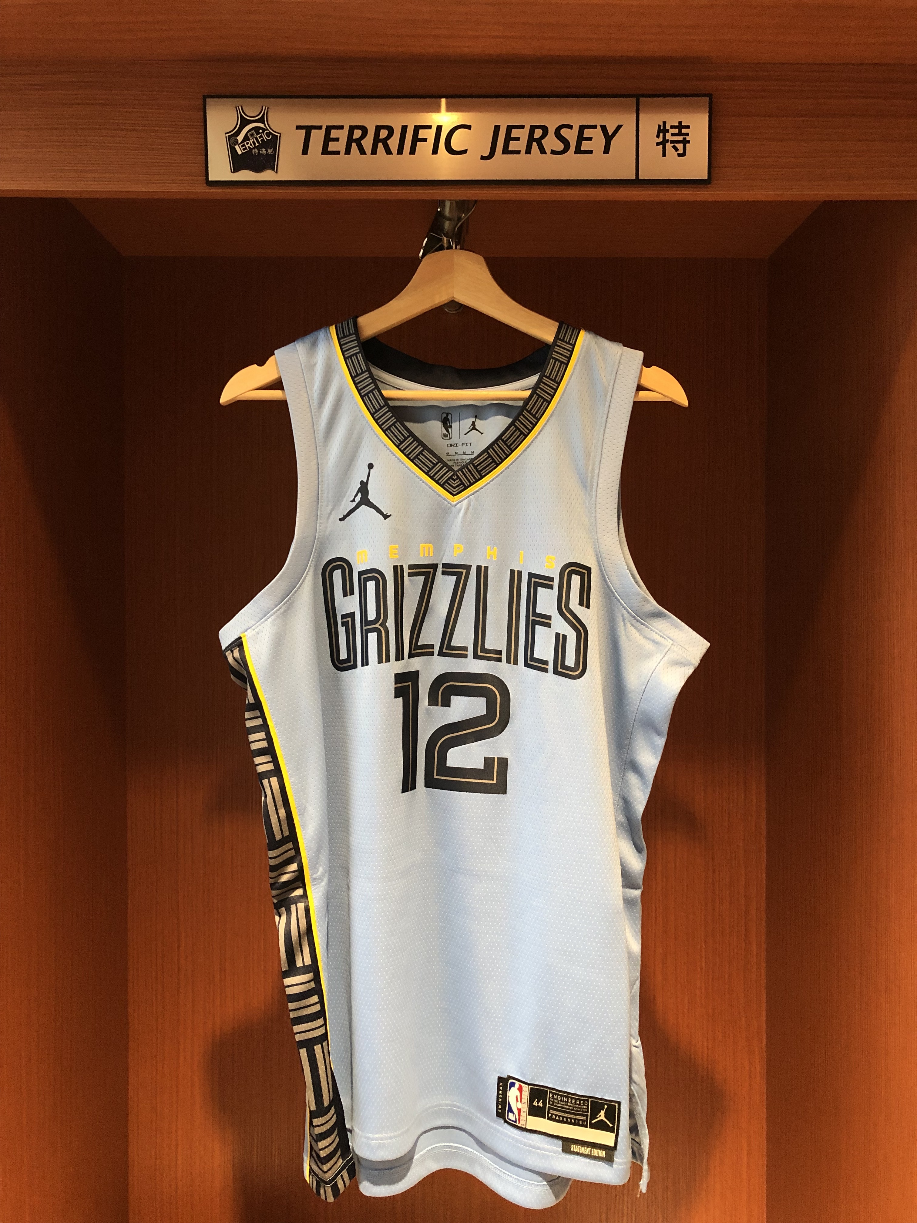 NBA球衣 Ja Morant 曼菲斯灰熊水藍 Statement Jordan Swingman 球迷版 熱轉印 全新