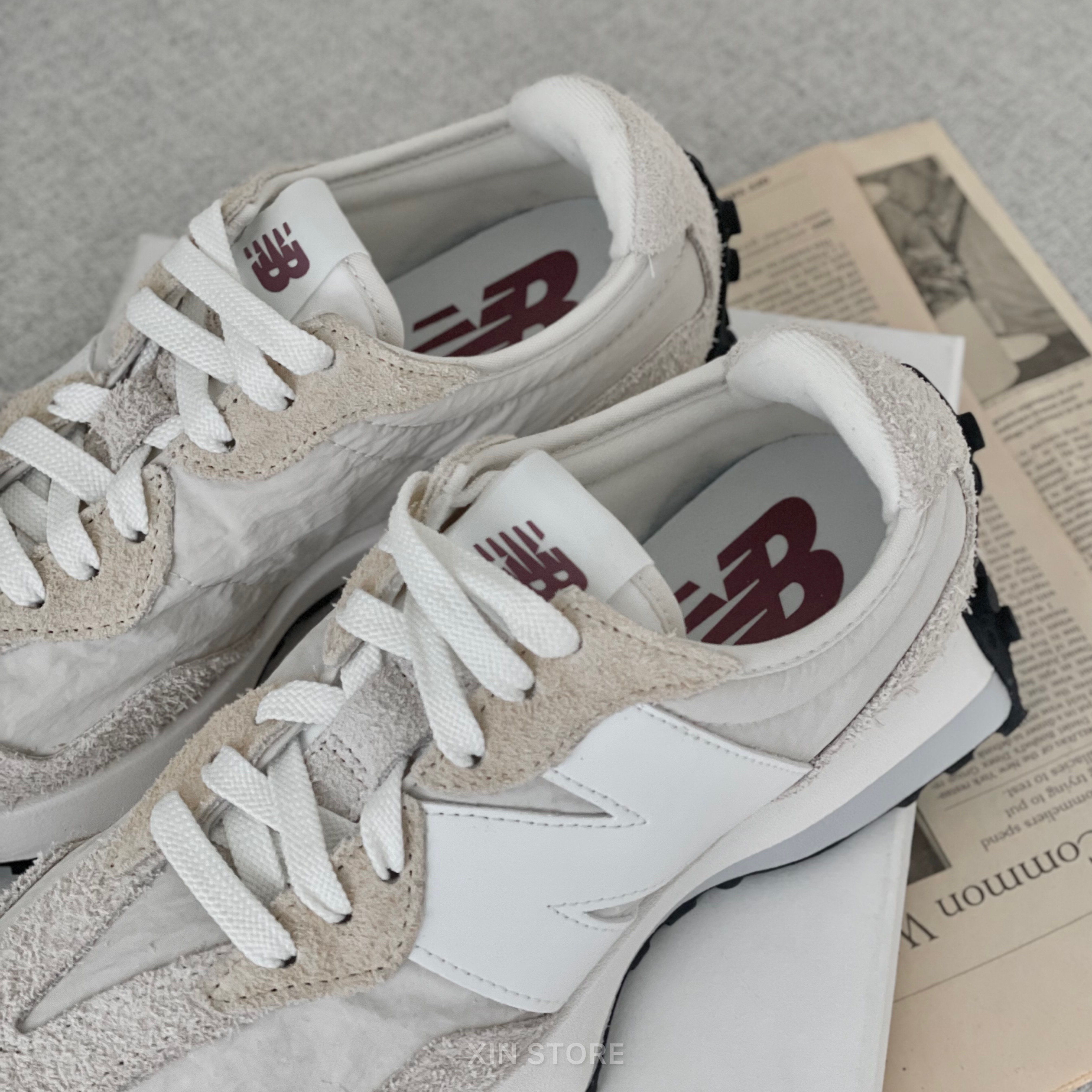 New Balance NB 327 復古厚底麂皮休閒鞋慢跑鞋奶油底奶油白