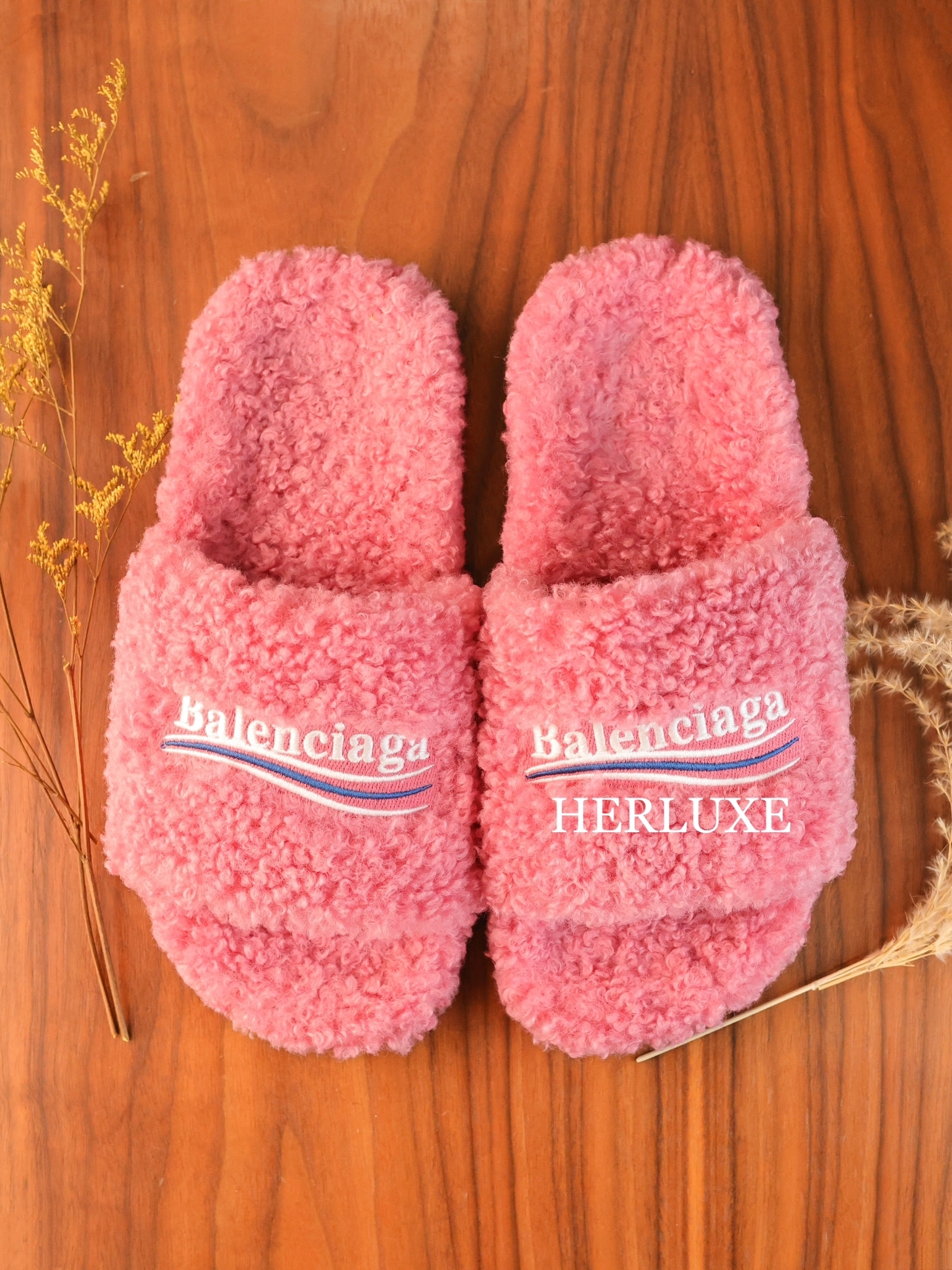 BB pink furry sandals (可預訂鞋碼)