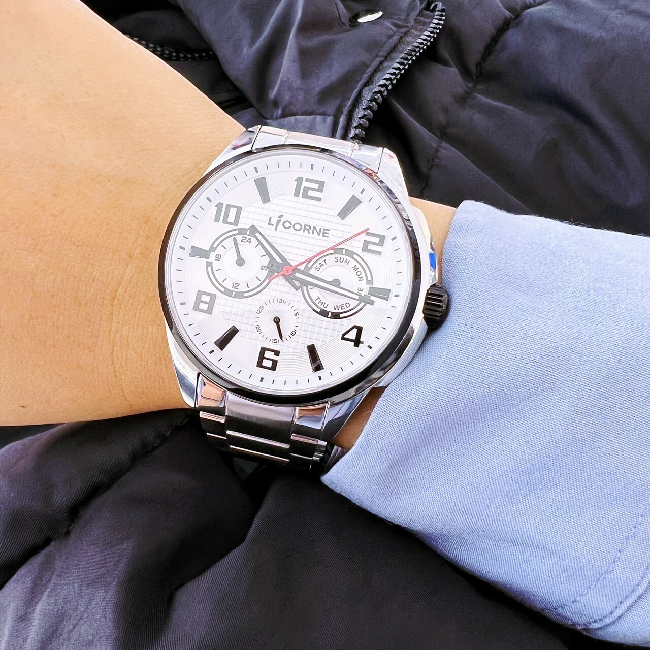 【entr'ee 力抗】經典時尚格紋三眼腕錶LT158MTWI 47mm 現代鐘錶