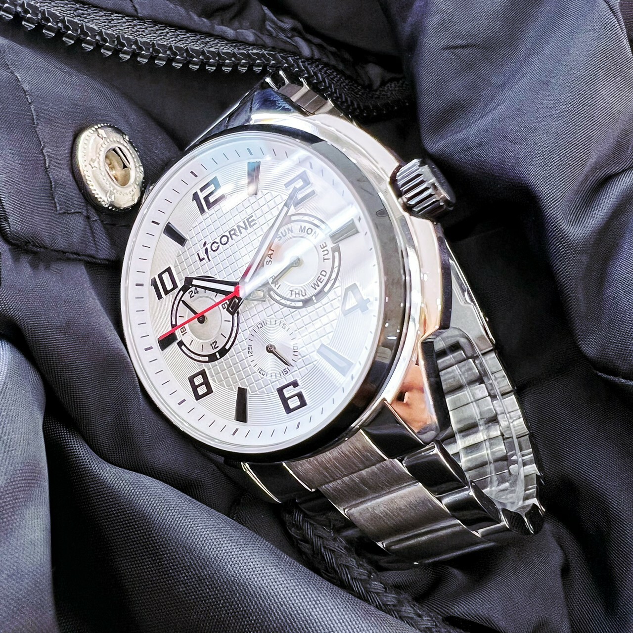 【entr'ee 力抗】經典時尚格紋三眼腕錶LT158MTWI 47mm 現代鐘錶