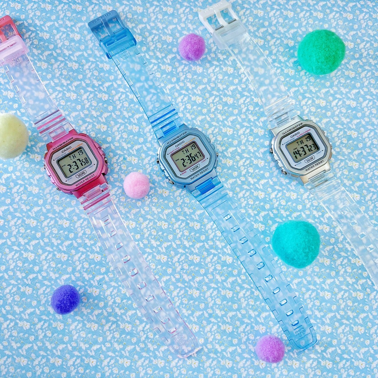 【CASIO 卡西歐】彩色半透明電子方錶 LA-20WHS-7A(白色) /LA-20WHS-4A(粉色) /LA-20WHS-2A(藍色) 現代鐘錶