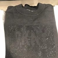 [S] DKNY STUDDED BOX LOGO SWEATER,BLACK/BLACK, P2MS1C60-BLK/BLACK (SD296)