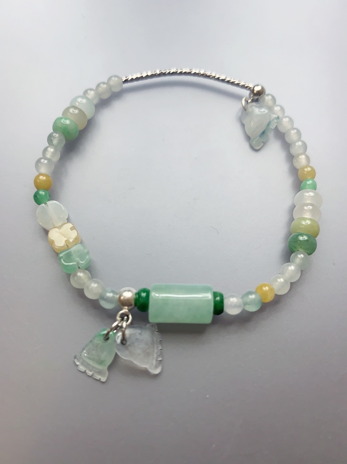 知足丨冰透種翡翠三寶手鍊