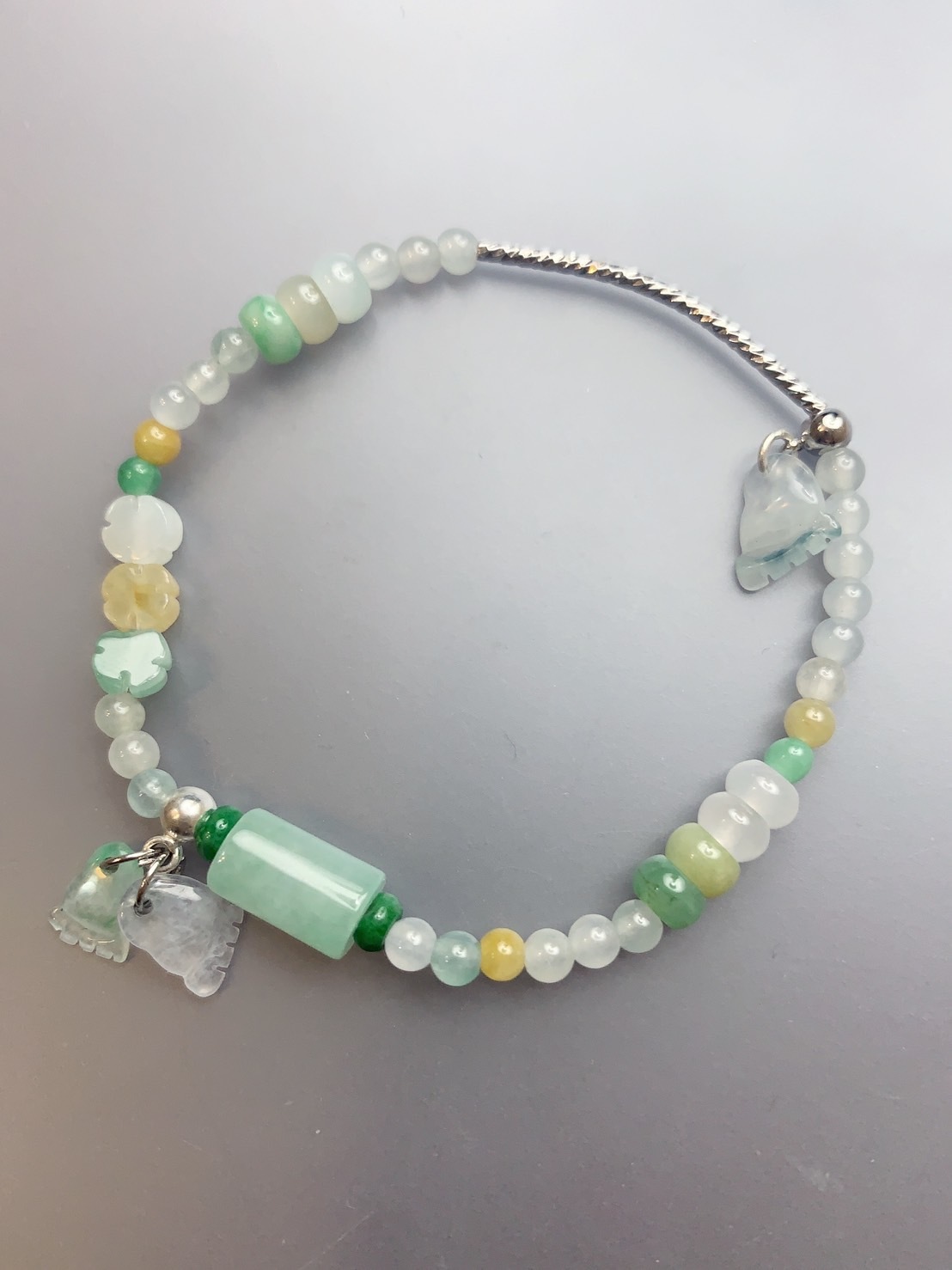 知足丨冰透種翡翠三寶手鍊