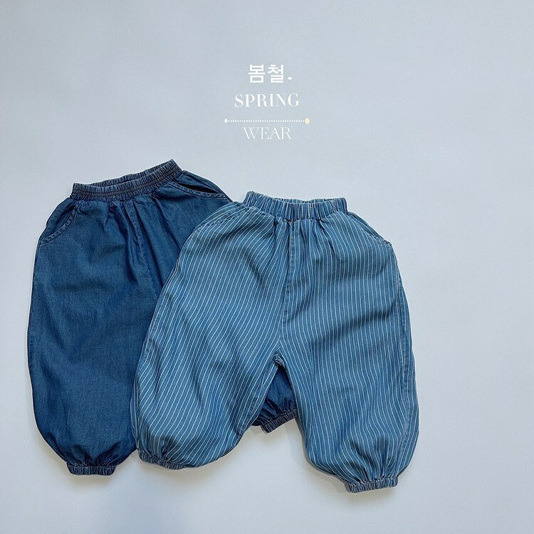 天絲牛仔燈籠縮口褲