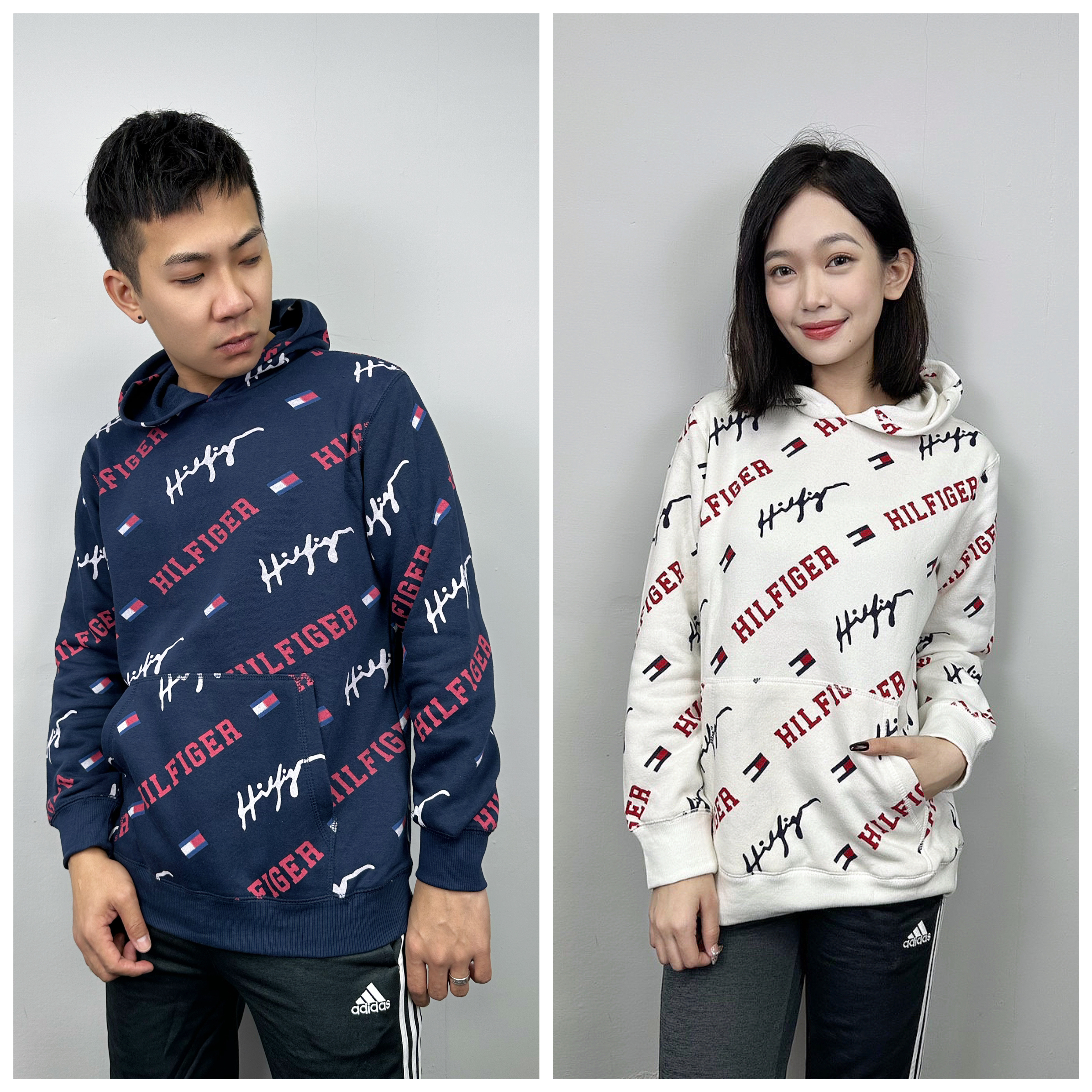 Tommy Hilfiger 青年版 內刷毛 草寫滿版 帽T