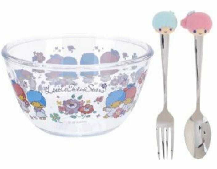 Sanrio Little Twin Stars大口仔玻璃碗連叉匙套裝