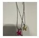 [S] NYU.NYU DOUBLE CHAIN WITH BALLOON DOG CHARM NECKLACE,HOT PINK/GOLD, SNN79 (SNN79)