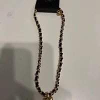 [S] NYU.NYU Rope necklace with heart pendant, gold/ black, SNN82 (SNN82)