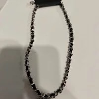 [S] NYU.NYU Rope necklace with heart pendant, silver/ black, SNN86 (SNN86)