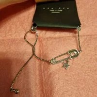 [S] NYU.NYU SILVER PAPER CLIP BLING WITH ZIRCONIA STAR PUSH-PULL BRACELET, SNN108 (SNN108)
