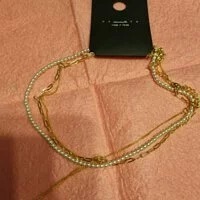 [S] NYU.NYU GOLD PEARL AND BEAR TRIPLE NECKLACE, SNN110 (SNN110)