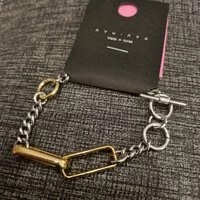 [S] NYU.NYU GEOMETRICAL INTERLOCKING BRACELET,GOLD/SILVER, SNN124 (SNN124)