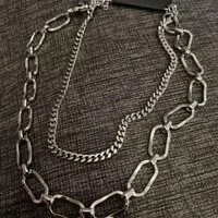 [S] NYU.NYU DUO CHAIN NECKLACE,SILVER, SNN130 (SNN130)