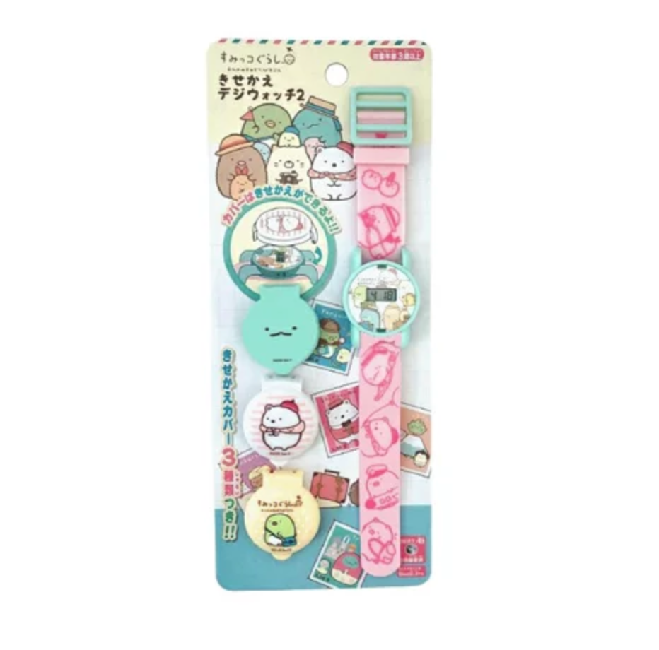 角落生物 可換蓋矽膠錶帶兒童手錶 粉紅色錶帶