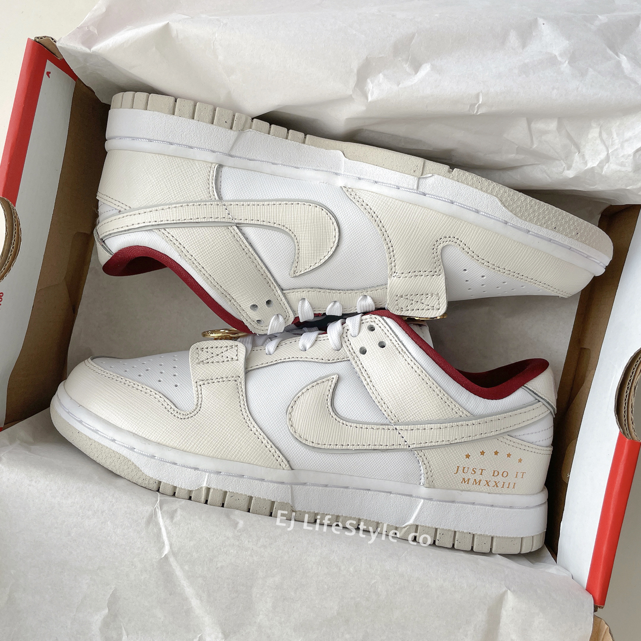 NIKE DUNK LOW 金幣 奶油 紅 米白 女鞋 DV1160-100 / 現貨