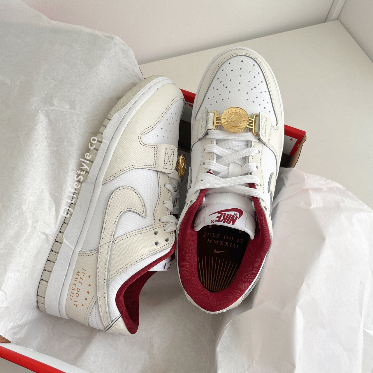 NIKE DUNK LOW 金幣 奶油 紅 米白 女鞋 DV1160-100 / 現貨