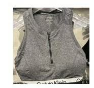 [S] CALVIN KLEIN PERFORMANCE FRONT-ZIP SPORTS BRA,GREY, PFCT2339-0HW (SCK135)