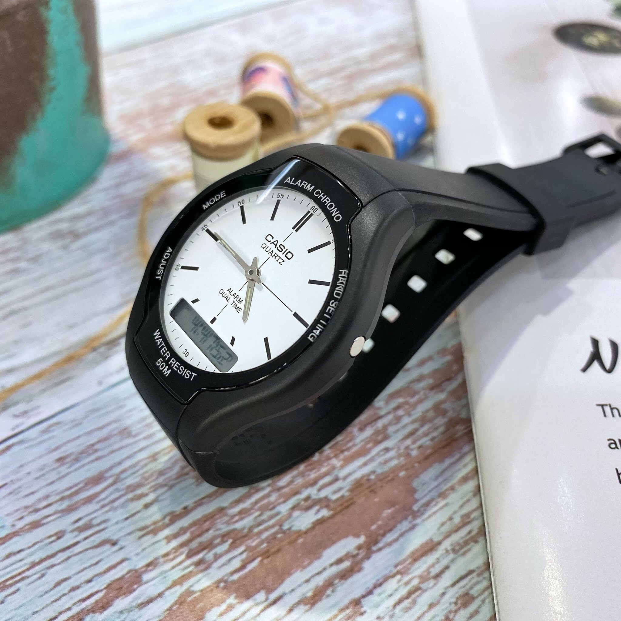 【CASIO 卡西歐】經典簡約雙顯錶 AW-90H-7E  38.6mm 現代鐘錶