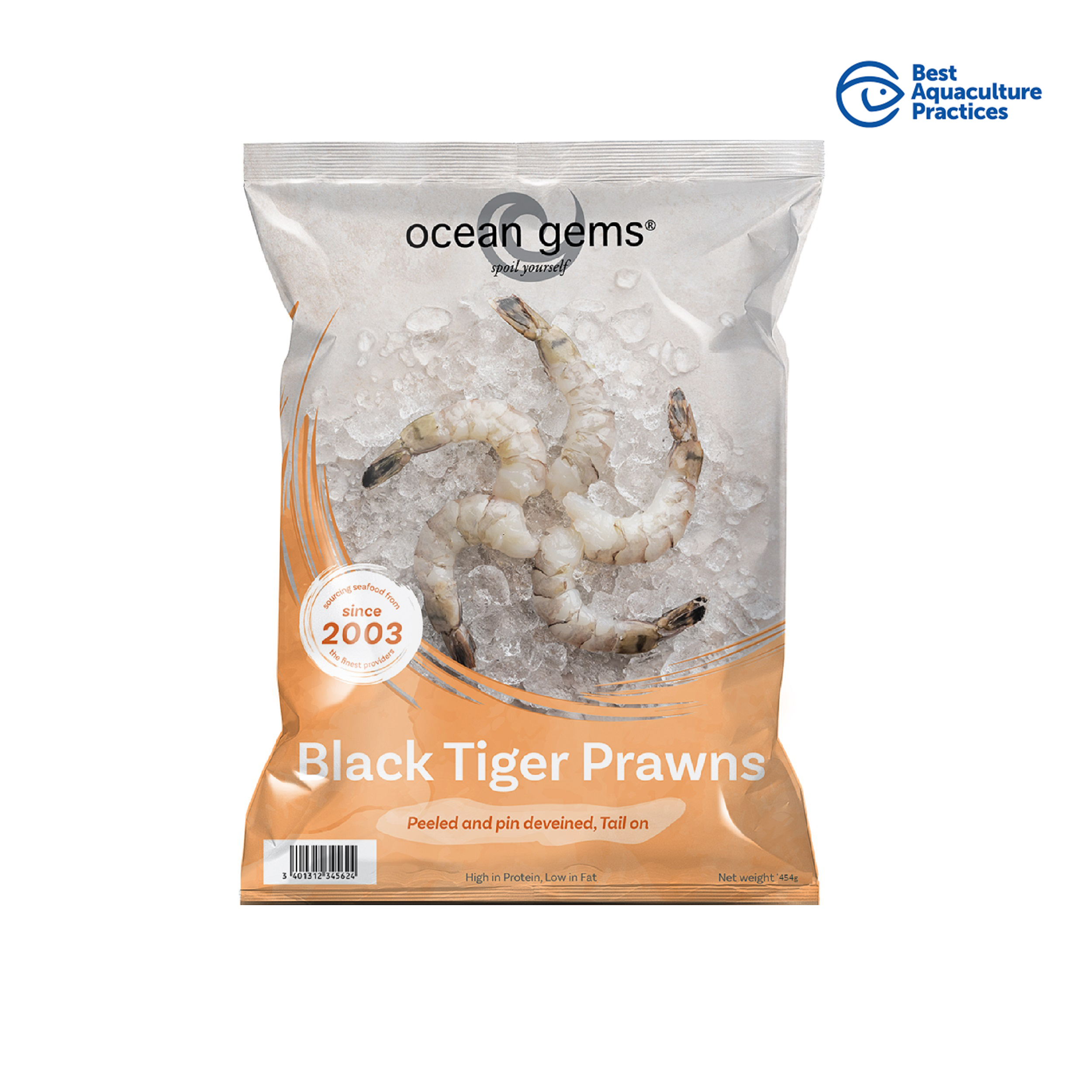 [海中寶] 生黑虎蝦-鳳尾 (已去腸去殼, 尾有殼) (454G)