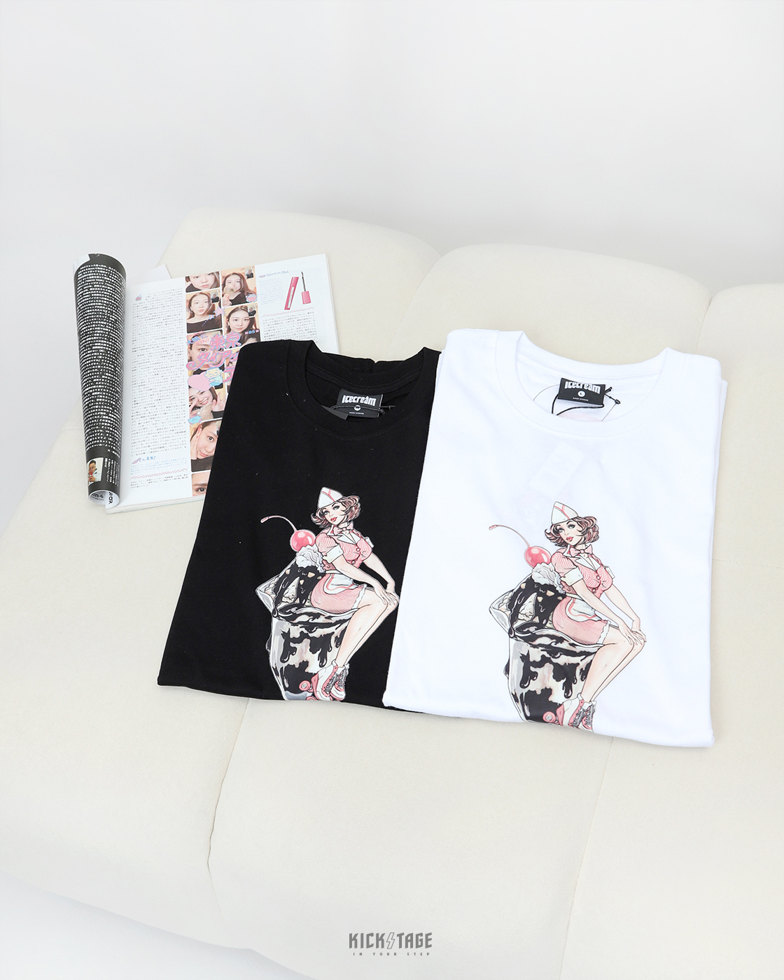 **特價商品售出不退換**ICE CREAM CHERRY ON TOP SS TEE 白色 黑色 聖代女郎 美式復古 印花 短T【421-8209】