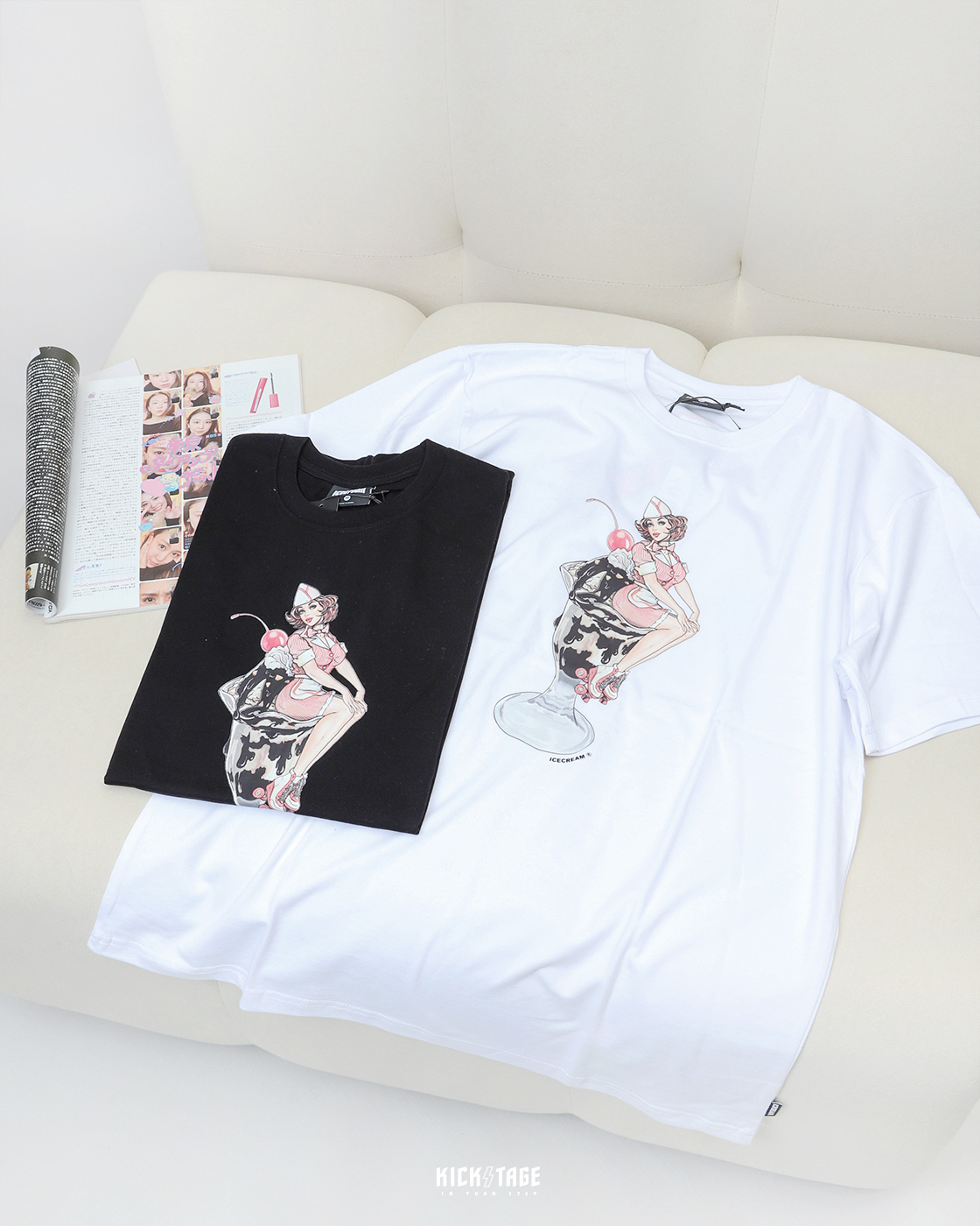 **特價商品售出不退換**ICE CREAM CHERRY ON TOP SS TEE 白色 黑色 聖代女郎 美式復古 印花 短T【421-8209】