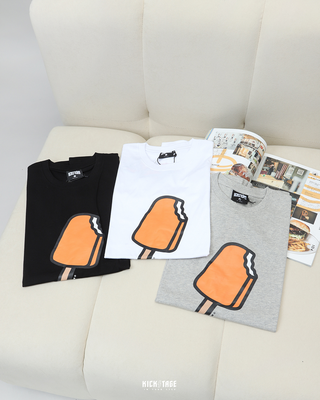 **特價商品售出不退換**ICE CREAM POP SS TEE 白色 灰色 黑色 冰棒 雪糕 印花 短袖 短T【421-9203】