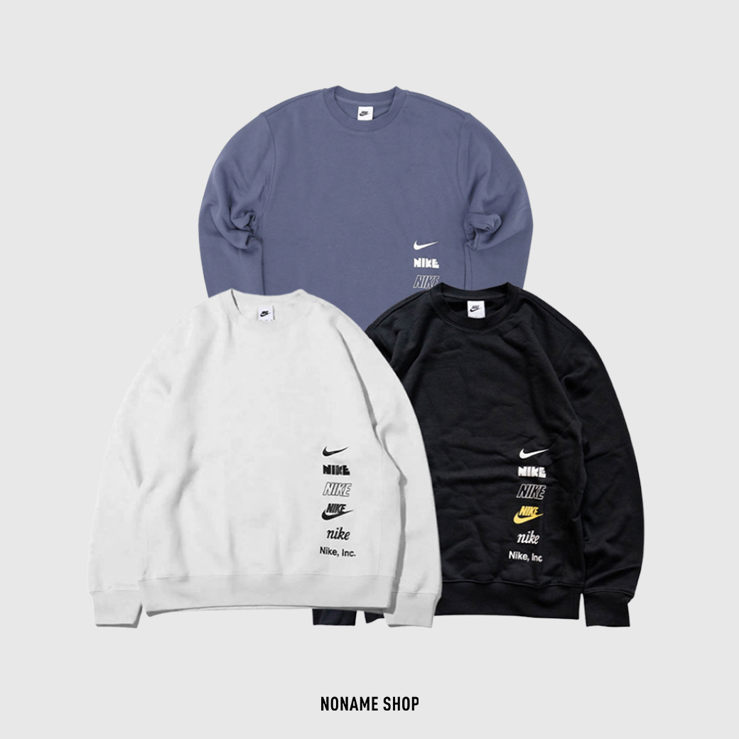 NIKE 多標 LOGO 刷毛 大學T 三色 (男款)