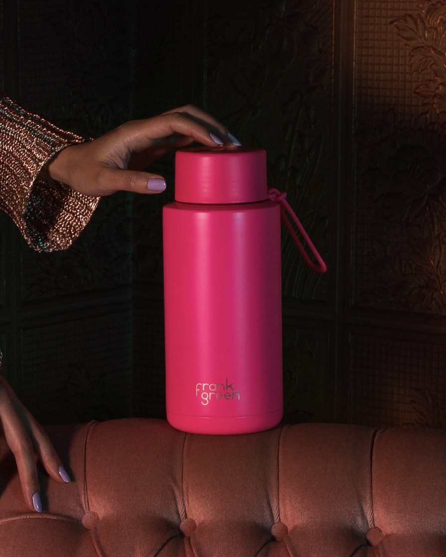 Neon Pink Ceramic Reusable Bottle - 34oz / 1,000ml | FRANK GREEN