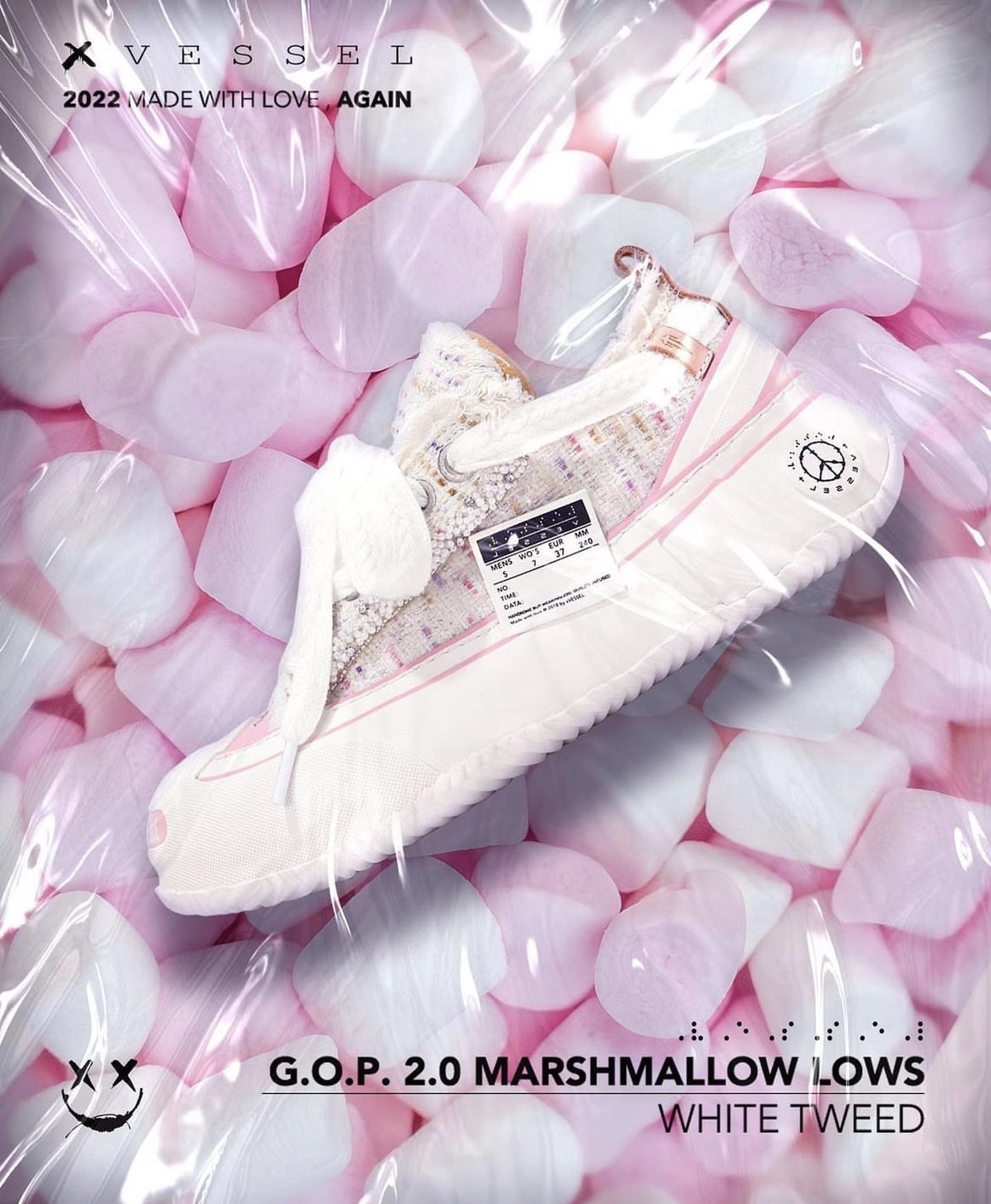 xVESSEL G.O.P. 2.0 MARSHMALLOW Lows "White Tweed" 感溫變色 棉花糖 白色 光感變色厚底解構鞋
