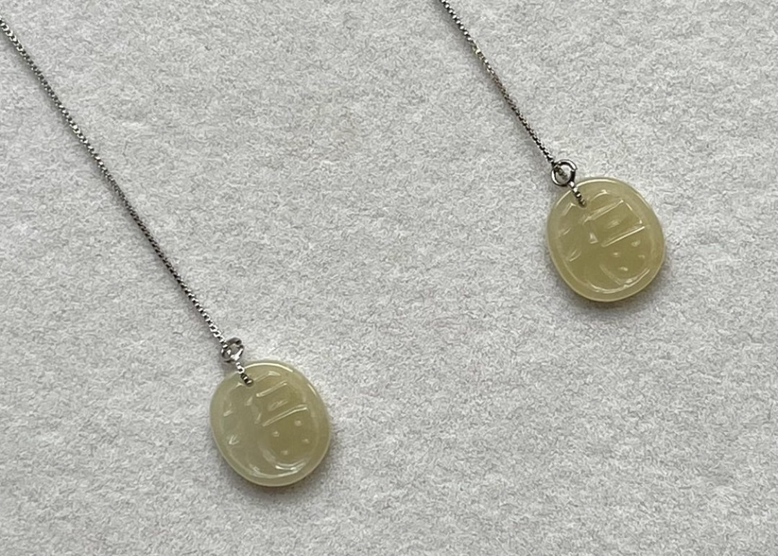 應景福字翡翠耳線