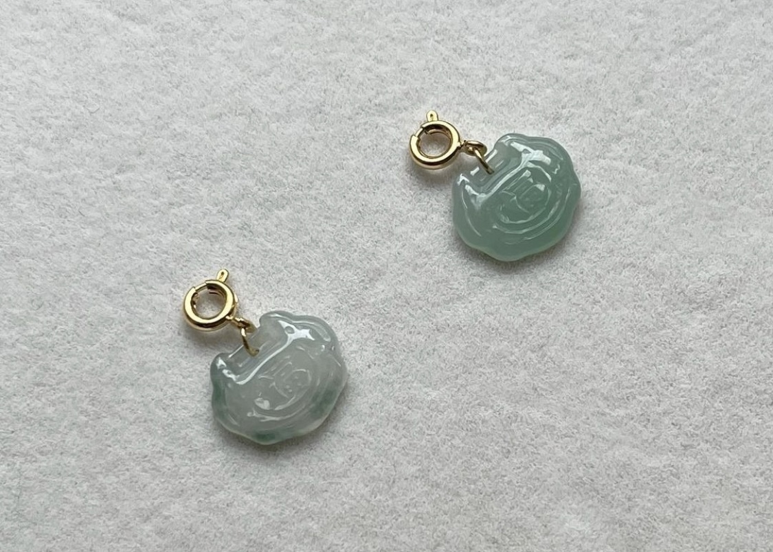 應景福字翡翠耳線