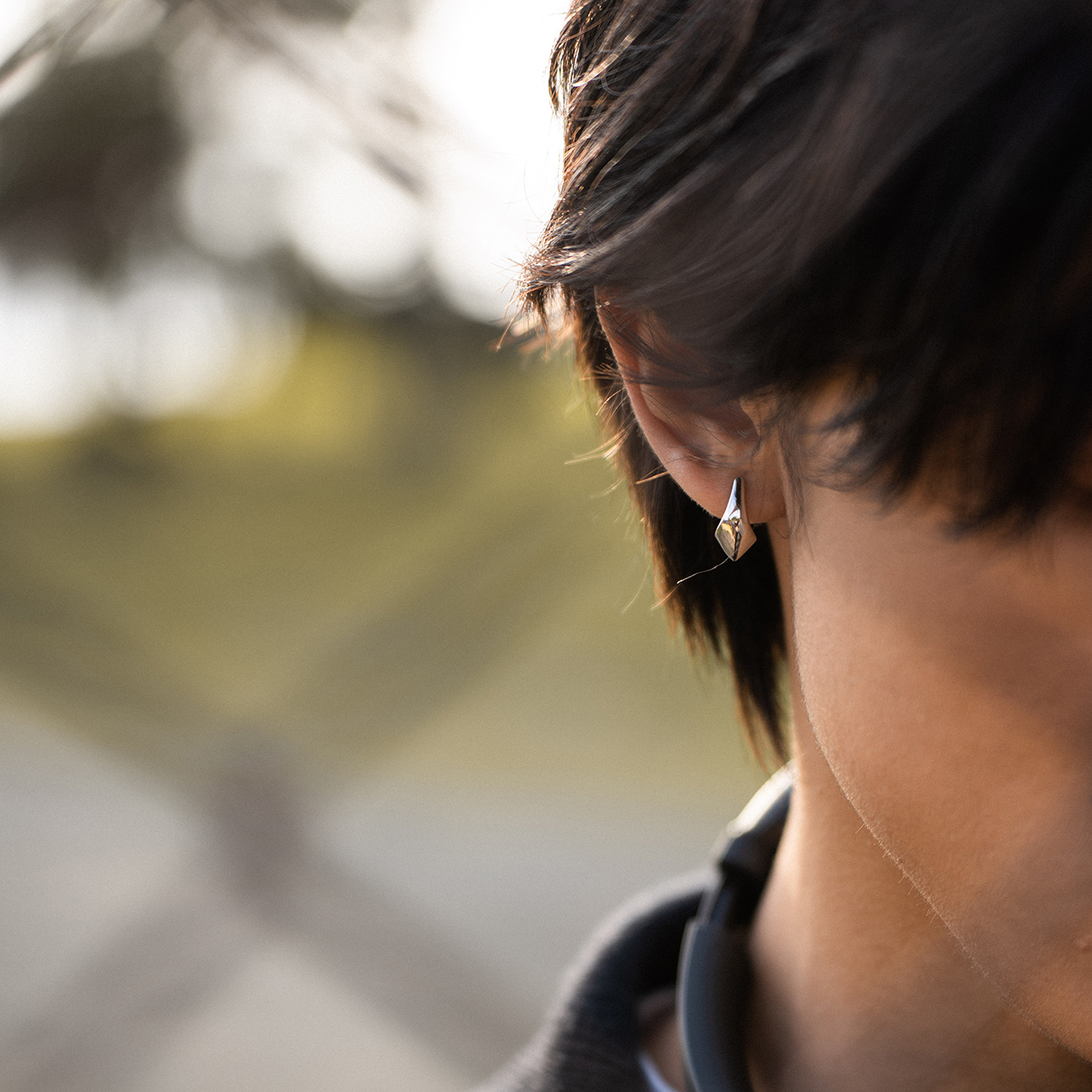 【BLUZ】925s 純銀倒錐寬窄耳環