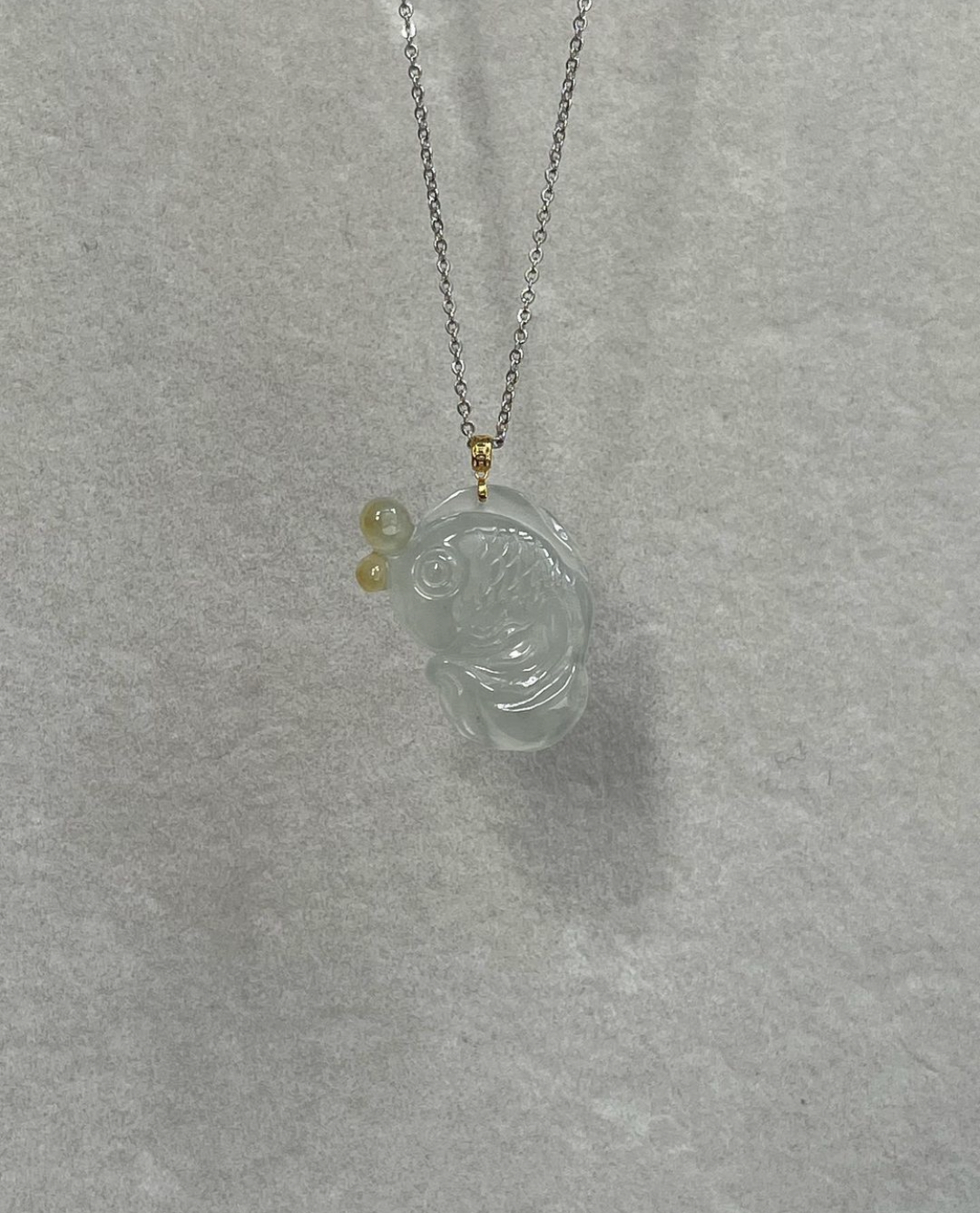 高冰黃加綠魚躍龍門墜飾