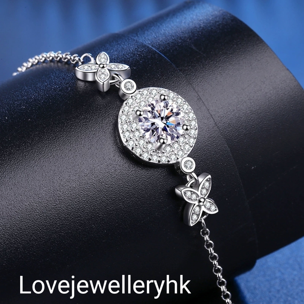 莫桑鑽圓包蝴蝶結手鐲   B1C002