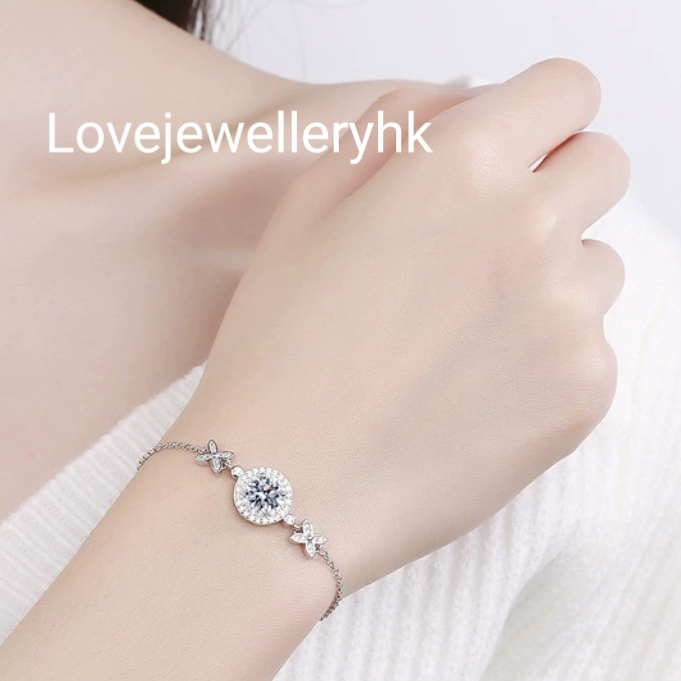 莫桑鑽圓包蝴蝶結手鐲   B1C002