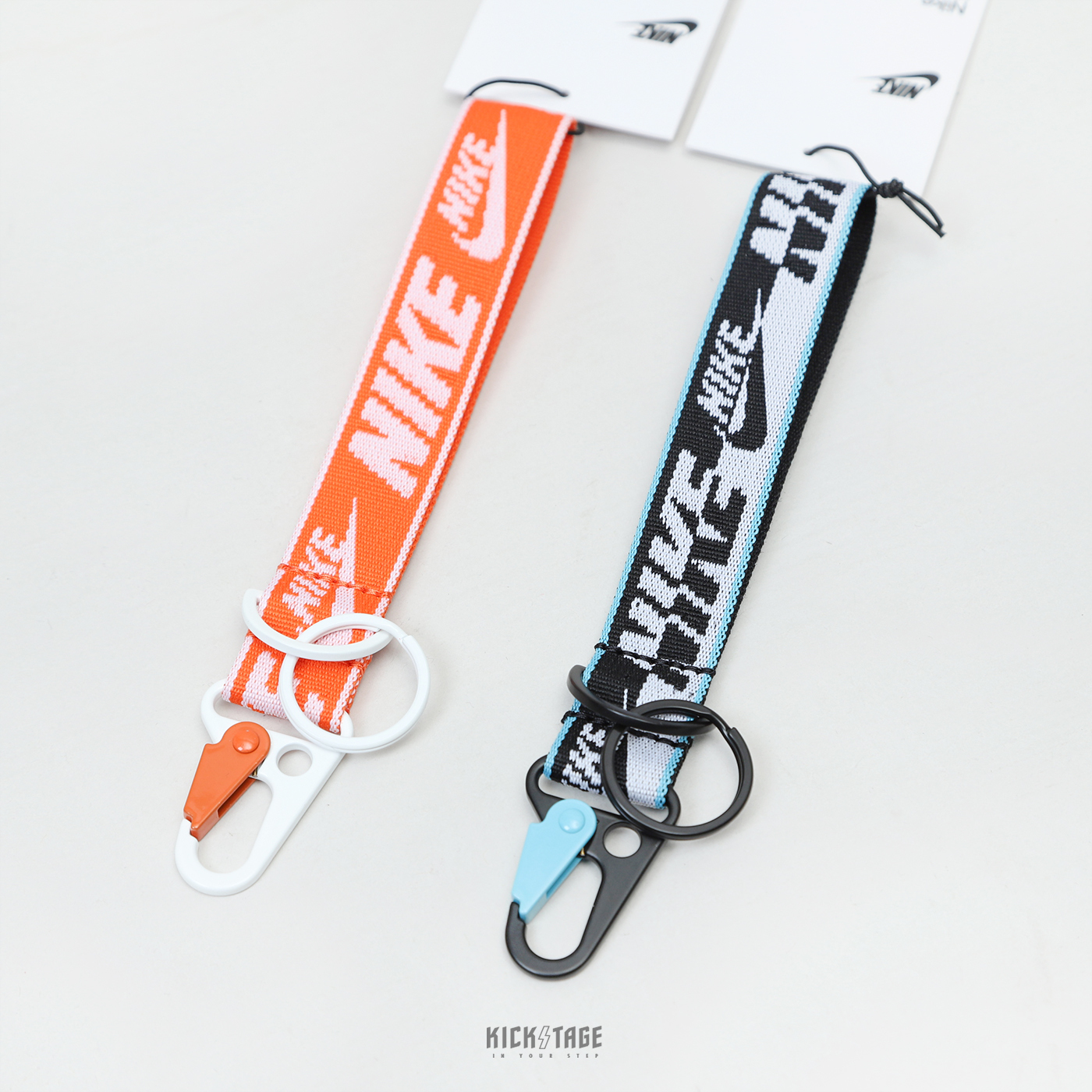 NIKE KEY KEEPER 黑白 橘白 黑白水藍 織帶 鑰匙掛環 鑰匙圈 鑰匙扣 登山扣 吊飾【FD6266】