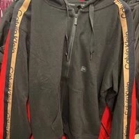 [S] CALVIN KLEIN LOGO TAPE ZIP HOODIE JACKET,BLACK, PFCJ4348-1ZX (SCK209)