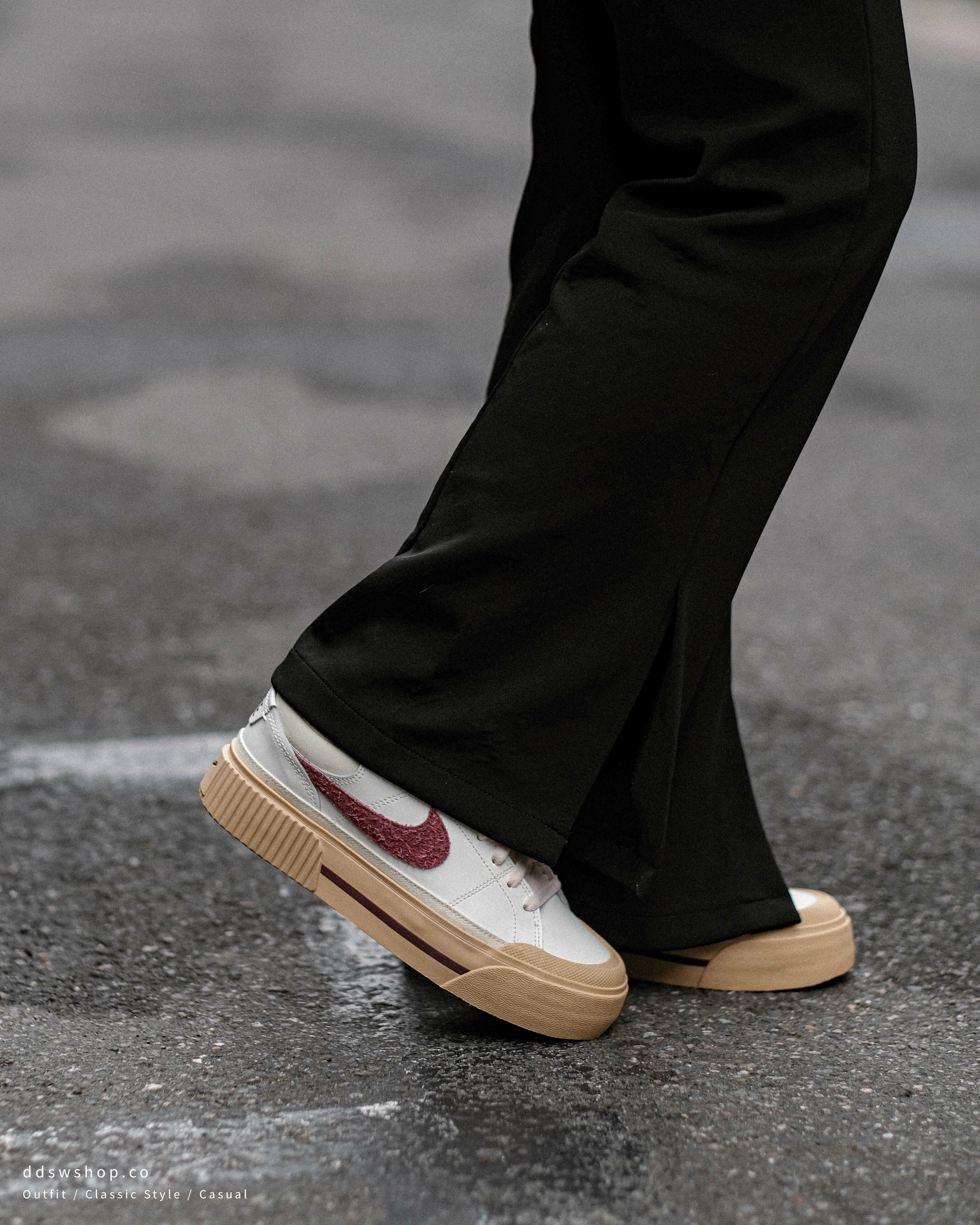 Nike Court Legacy Lift 厚底 麂皮 拼接 解構 餅乾鞋 酒紅 奶油底 DZ4766-133