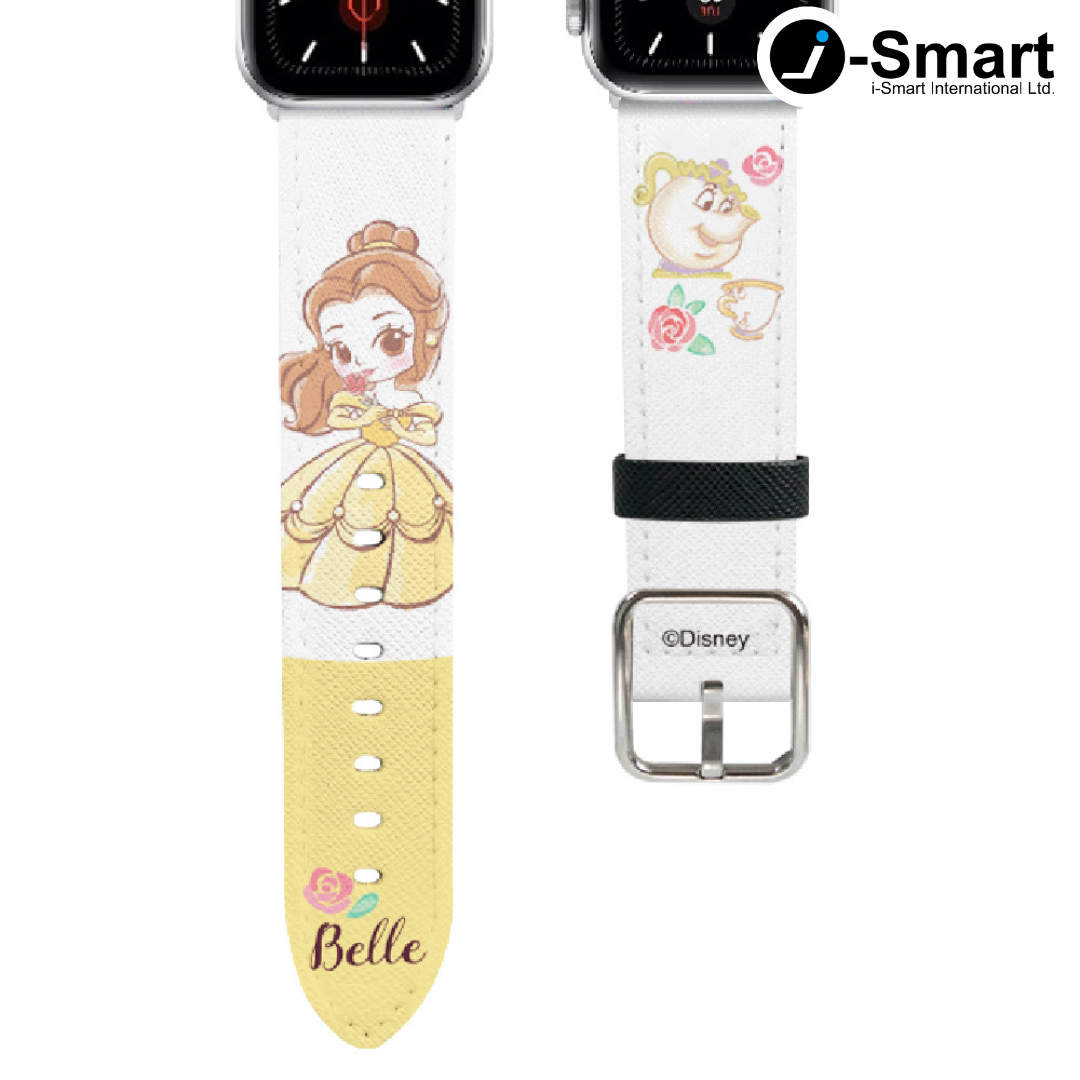 迪士尼 Disney-Apple Watch錶帶-皮革系列-Q版貝兒 Belle