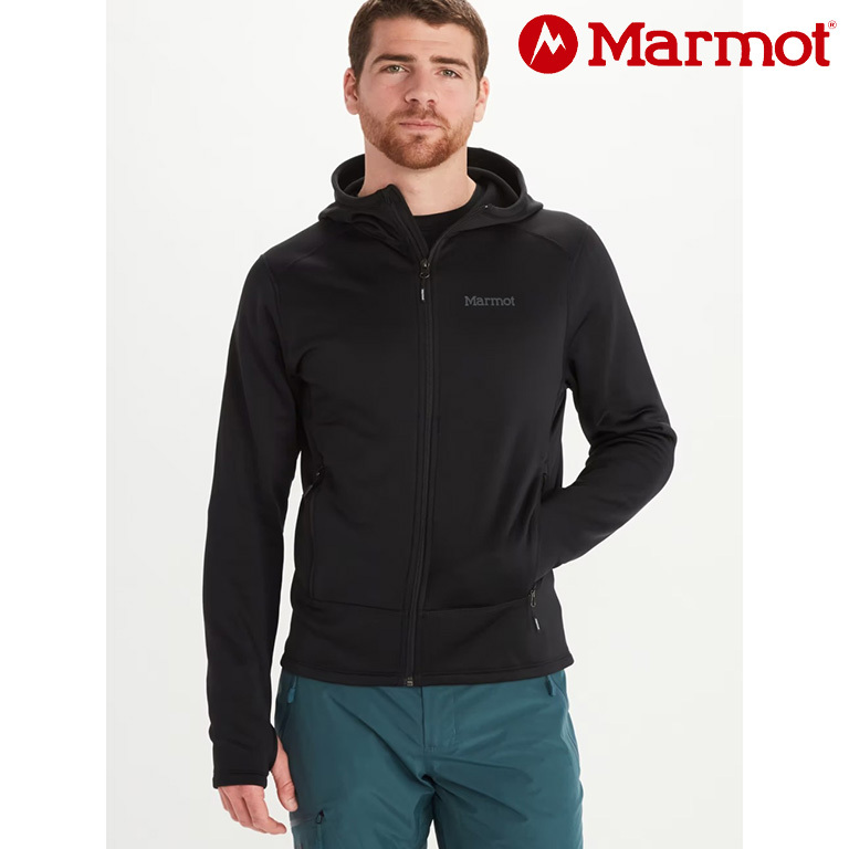 Marmot 男款Olden Polartec® Hoody 彈性刷毛連帽外套12030-0001 黑