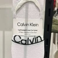[S] CALVIN KLEIN FLAT-KNIT 6 PACK LINER SOCKS,WHITE, 194882075253 (SCK219)
